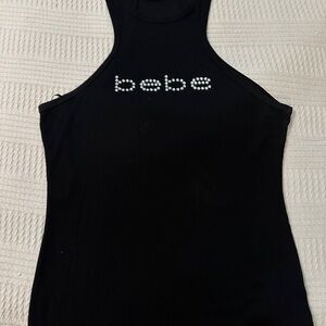 Bebe Black Tank Top with Silver Accents